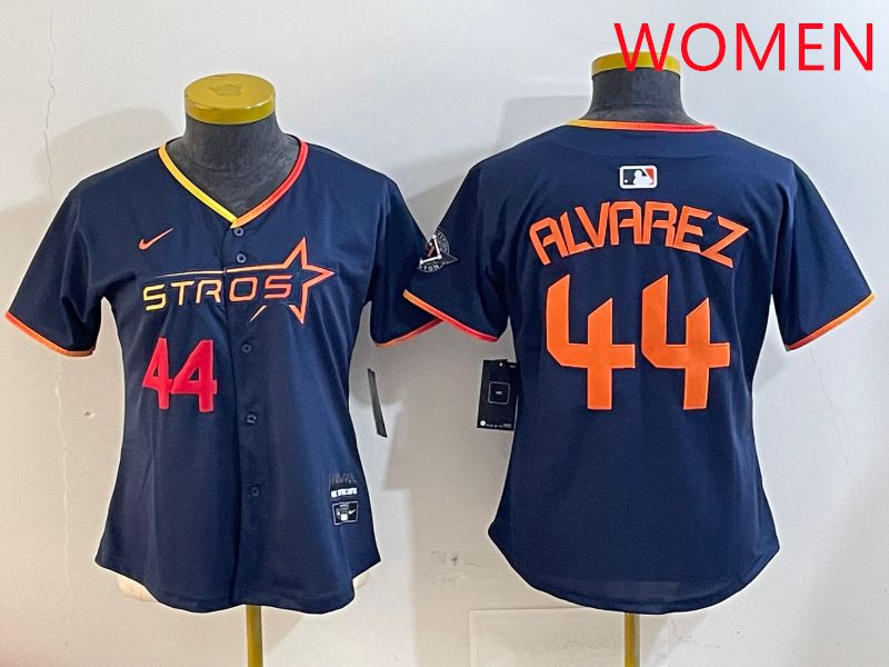 Women Houston Astros #44 Alvarez Drak Blue Three generations Joint Name 2025 Nike MLB Jersey style 4103->women mlb jersey->Women Jersey